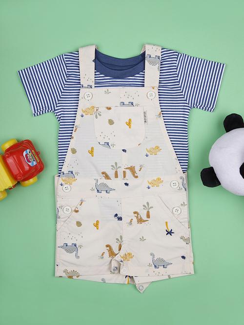 boys printed t-shirt & dungaree twin set - 21934078 - Very Small Image - 1