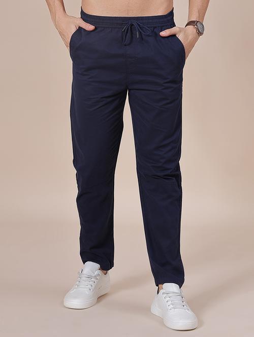 navy blue cotton  full length track pant - 21934084 - Very Small Image - 1