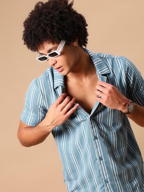 men striped short sleeve casual fit casual shirt - 21934307 - Very Small Image - 1