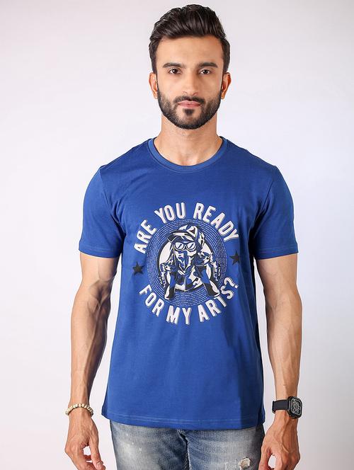 men front print round neck regular fit t-shirt - 21934731 - Very Small Image - 1