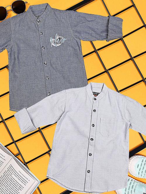 boys pack of 2 striped long sleeve casual shirt - 21934903 - Very Small Image - 1