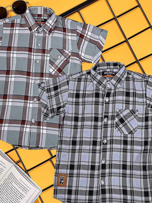 boys pack of 2 checkered short sleeve casual shirt - 21934941 - Very Small Image - 1