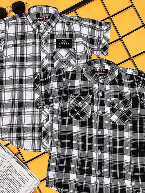 boys pack of 2 checkered short sleeve casual shirt - 21934943 - Very Small Image - 1