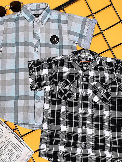 boys pack of 2 checkered short sleeve casual shirt - 21934951 - Very Small Image - 1