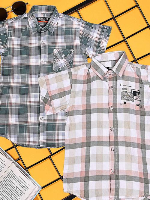 boys pack of 2 checkered short sleeve casual shirt - 21934952 - Very Small Image - 1