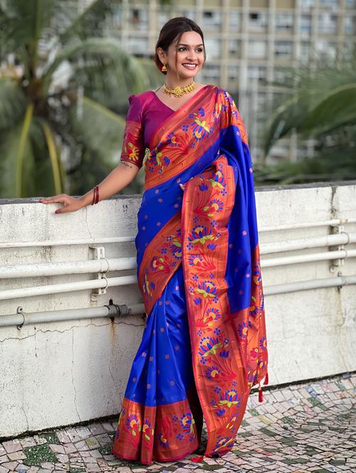 women self design paithani saree with blouse - 21935152 - Very Small Image - 1