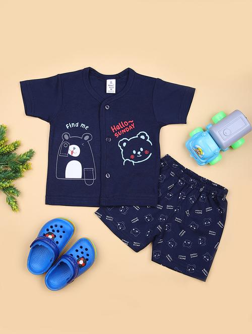 boys printed t-shirt & shorts twin set - 21935311 - Very Small Image - 1