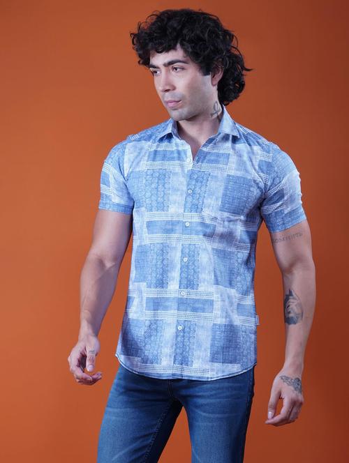 men printed collared short sleeve regular fit shirt - 21935635 - Very Small Image - 1