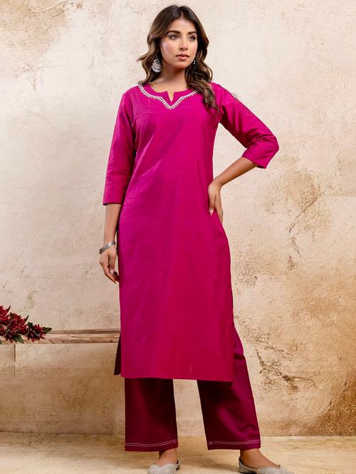 women three quarter sleeve straight kurta - 21935887 - Very Small Image - 1