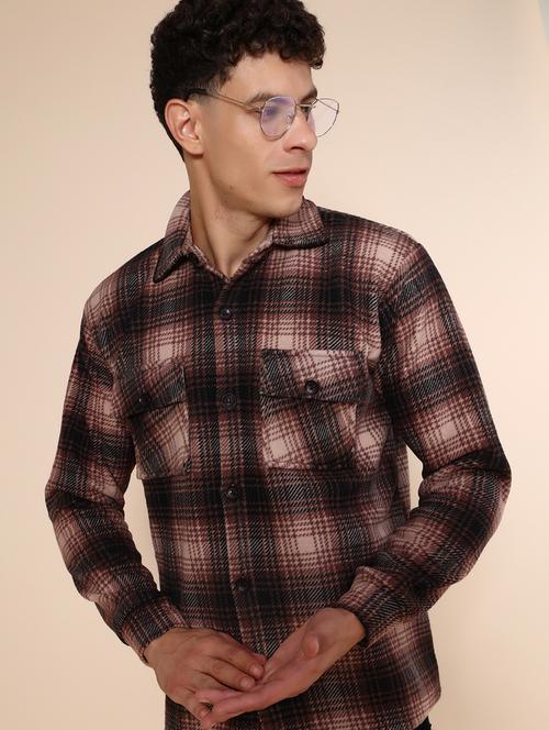 men checkered long sleeve regualr fit shacket - 21936118 - Very Small Image - 1