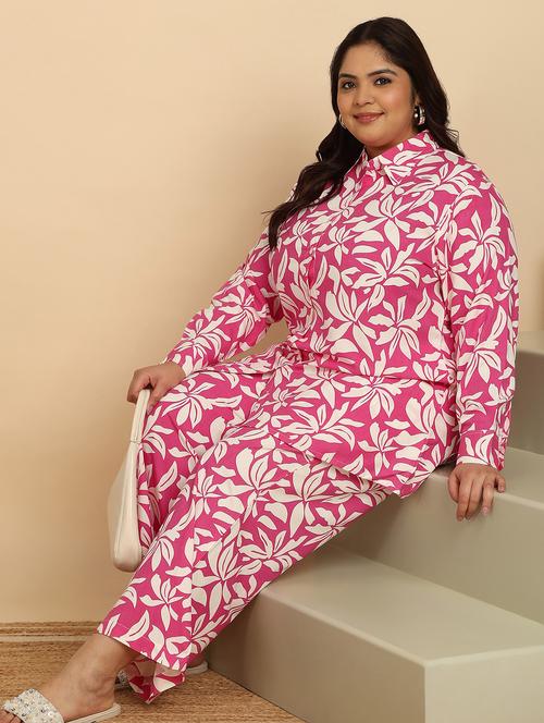 women plus size printed shirt & trouser co-ord set - 21938347 - Very Small Image - 1