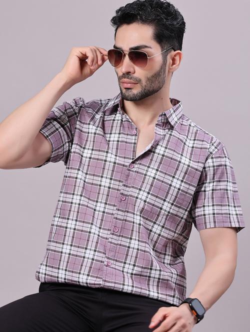 Men Checkered Collared Shorts Sleeve Shirt - 21938570 - Very Small Image - 1