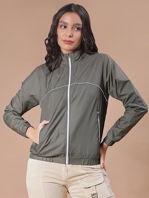 women solid long sleeve windcheater jacket - 21938588 - Very Small Image - 1