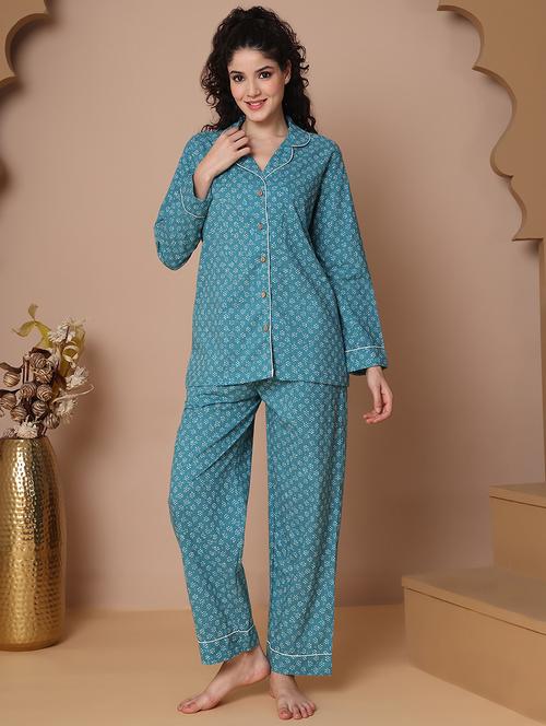 women printed nightwear pyjama set - 21938658 - Very Small Image - 1