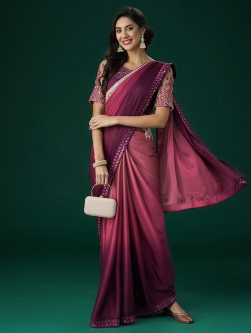 women ombre embellished saree with blouse - 21938997 - Very Small Image - 1