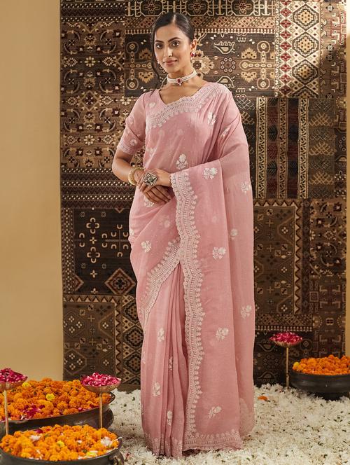 women solid with work embroidered saree with blouse - 21939007 - Very Small Image - 1