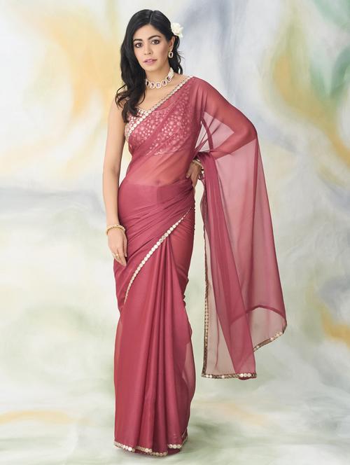women solid embellished saree with blouse - 21939090 - Very Small Image - 1