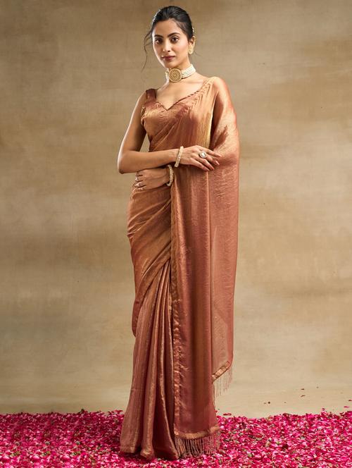 women solid embellished saree with blouse - 21939097 - Very Small Image - 1