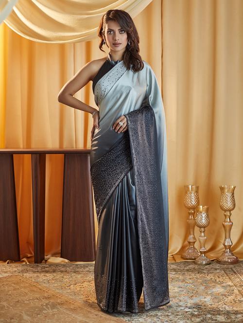 women ombre embellished saree with blouse - 21939103 - Very Small Image - 1