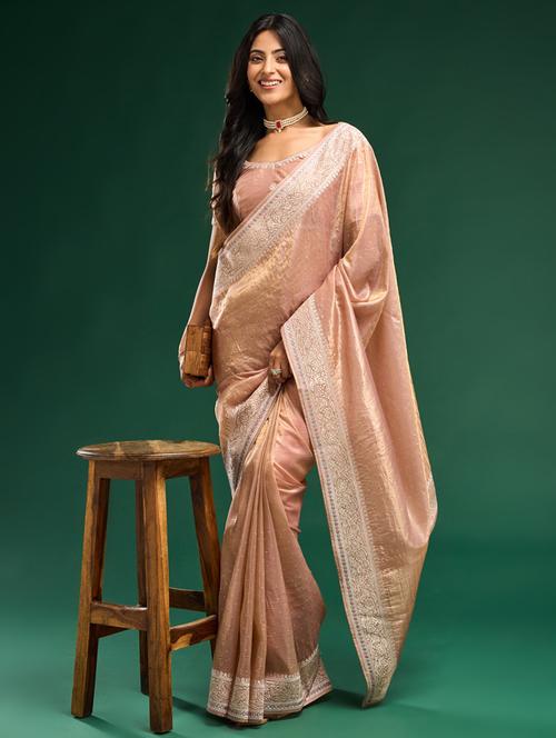 women solid with work embroidered saree with blouse - 21939112 - Very Small Image - 1