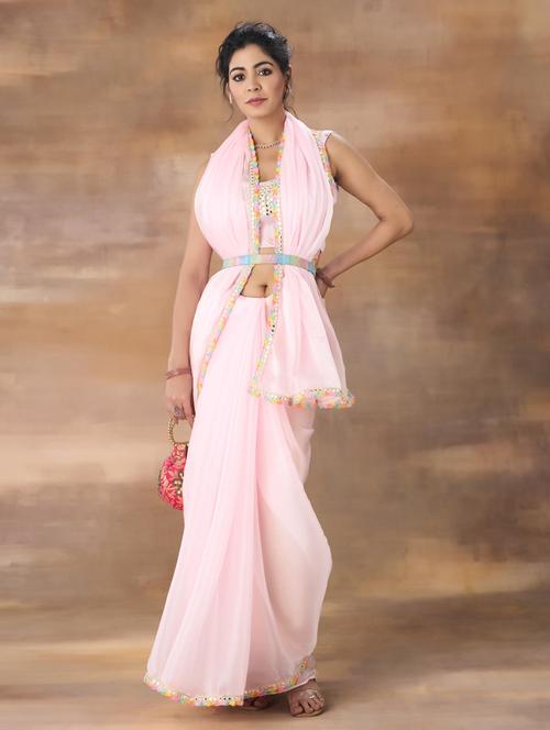 women solid plain saree with blouse - 21939142 - Very Small Image - 1