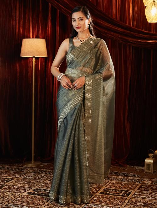 women self design bordered saree with blouse - 21939160 - Very Small Image - 1