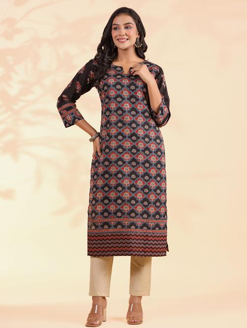 women three quarter sleeve straight kurta - 21939243 - Very Small Image - 1