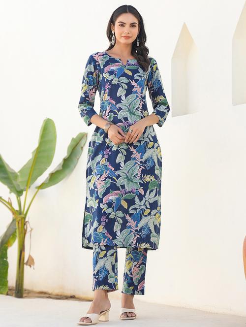 women three quarter sleeve kurta pant set - 21939373 - Very Small Image - 1
