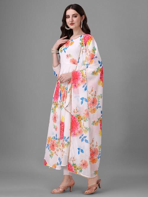 women floral printed long sleeve kurta and dupatta set - 21939385 - Very Small Image - 1