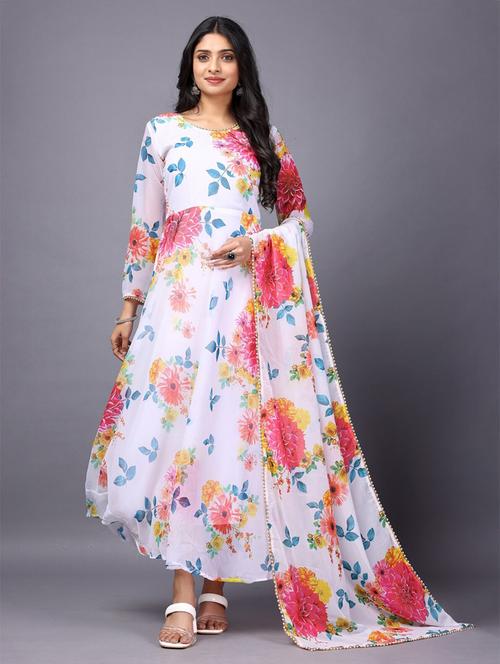 women floral printed long sleeve kurta and dupatta set - 21939388 - Very Small Image - 1