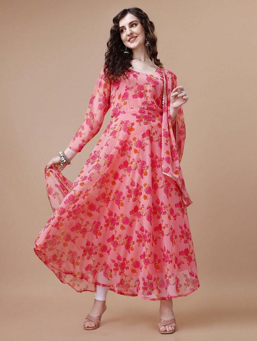 women floral printed long sleeve kurta and dupatta set - 21939402 - Very Small Image - 1