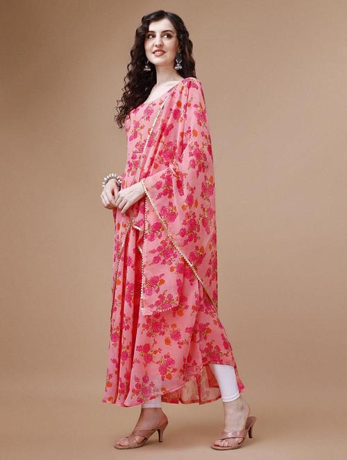 women floral printed long sleeve kurta dupatta set - 21939456 - Very Small Image - 1