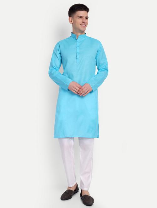 men mandarin neck kurta with trousers ethnic wear set - 21939561 - Very Small Image - 1