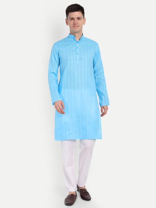 men mandarin neck kurta with trousers ethnic wear set - 21939565 - Very Small Image - 1