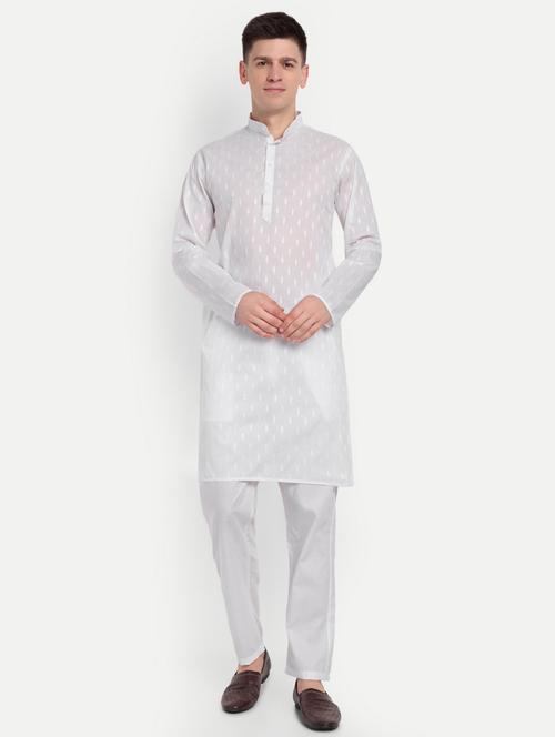 men mandarin neck kurta with trousers ethnic wear set - 21939568 - Very Small Image - 1