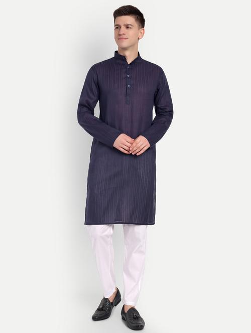 men mandarin neck kurta with trousers ethnic wear set - 21939570 - Very Small Image - 1