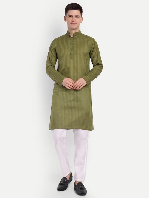 men mandarin neck kurta with trousers ethnic wear set - 21939571 - Very Small Image - 1