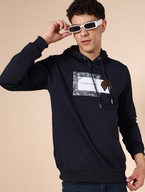 men chest print long sleeve hooded sweatshirt - 21939754 - Very Small Image - 1
