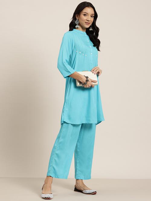 women three quarter sleeve kurta pant set - 21940029 - Very Small Image - 1