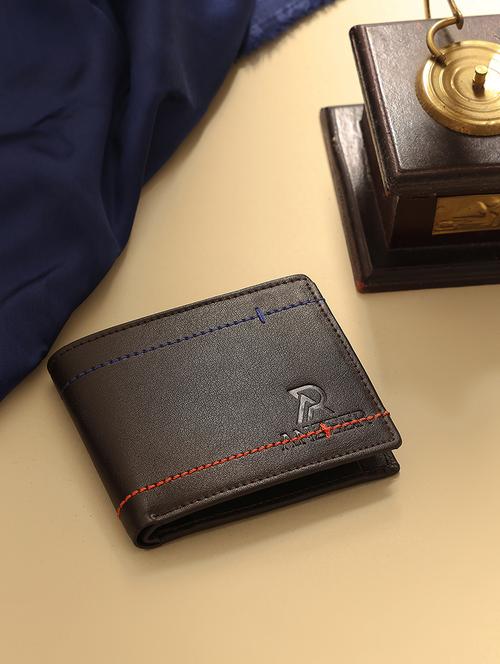 men's brown leather bifold wallet with stitch detail - 21940431 - Very Small Image - 1