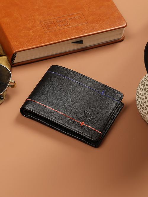 men's black leather bifold stylish casual wallet - 21940433 - Very Small Image - 1
