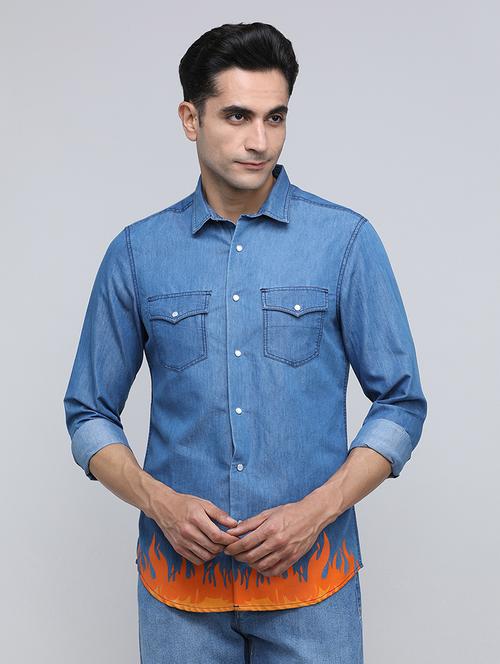 men placement print long sleeve regular fit casual shirt - 21940478 - Very Small Image - 1