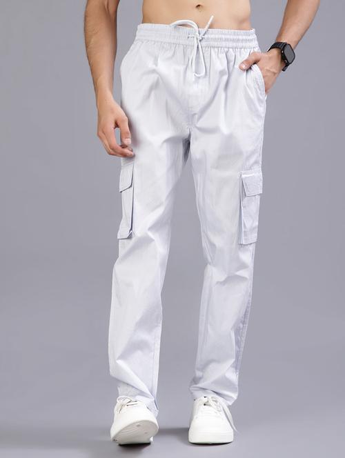 Men Solid Mid Rise Regular Fit Cargo - 21941105 - Very Small Image - 1
