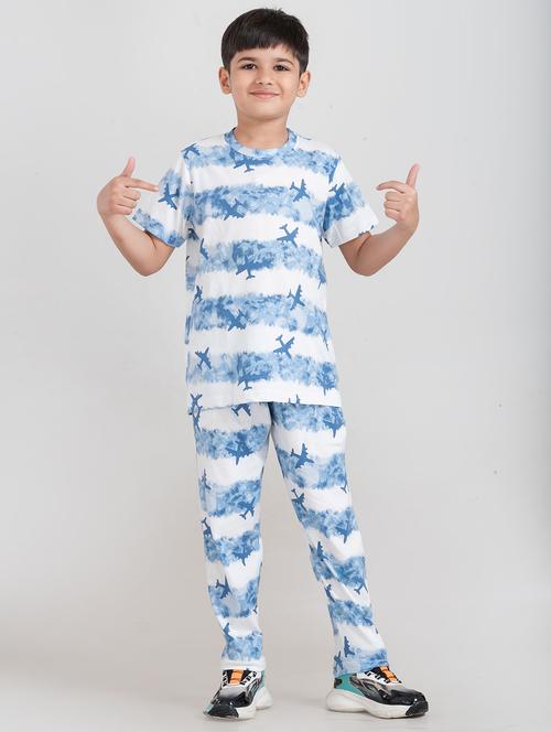 boys printed round neck pyjama set nightwear - 21941502 - Very Small Image - 1