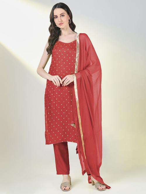 women self design sleeveless kurta pant with dupatta set - 21941658 - Very Small Image - 1
