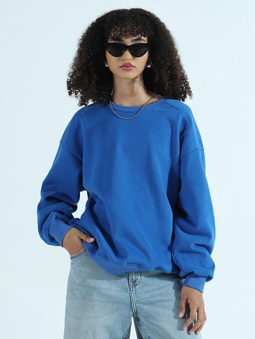 Women Solid Long Sleeve Relaxed Fit Sweatshirt - 21941663 - Very Small Image - 1