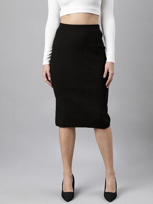 women solid high rise bodycon skirt - 21941773 - Very Small Image - 1