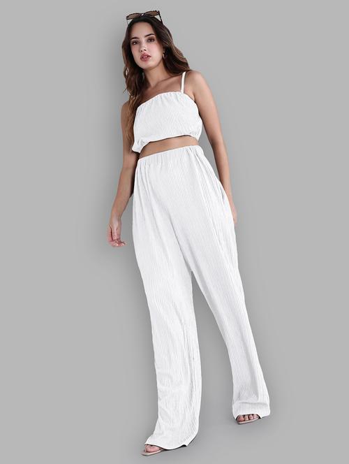 women solid top and trouser co-ord set - 21941797 - Very Small Image - 1