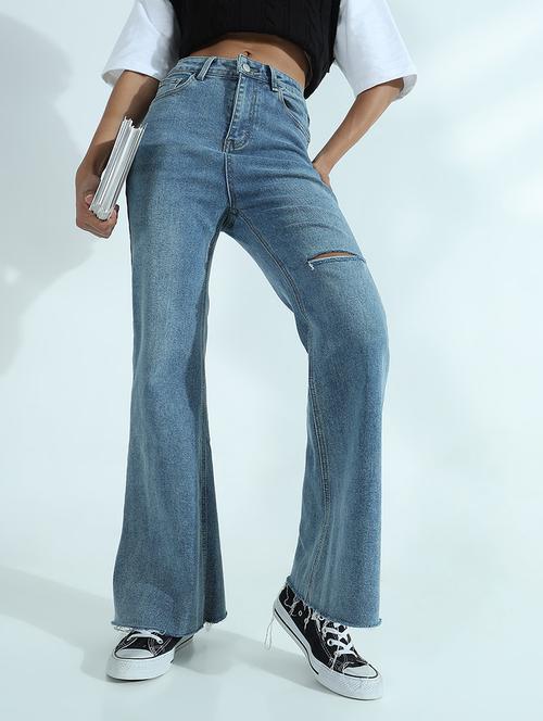 Women Solid High Rise Bootcut Jean - 21941826 - Very Small Image - 1