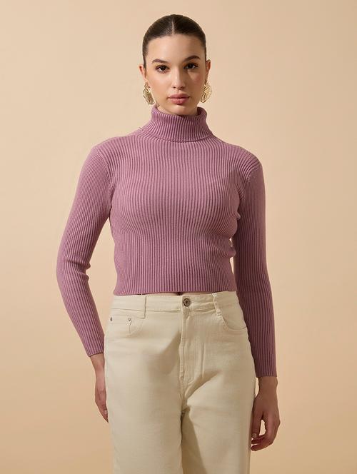 women solid long sleeve turtle neck top - 21941914 - Very Small Image - 1
